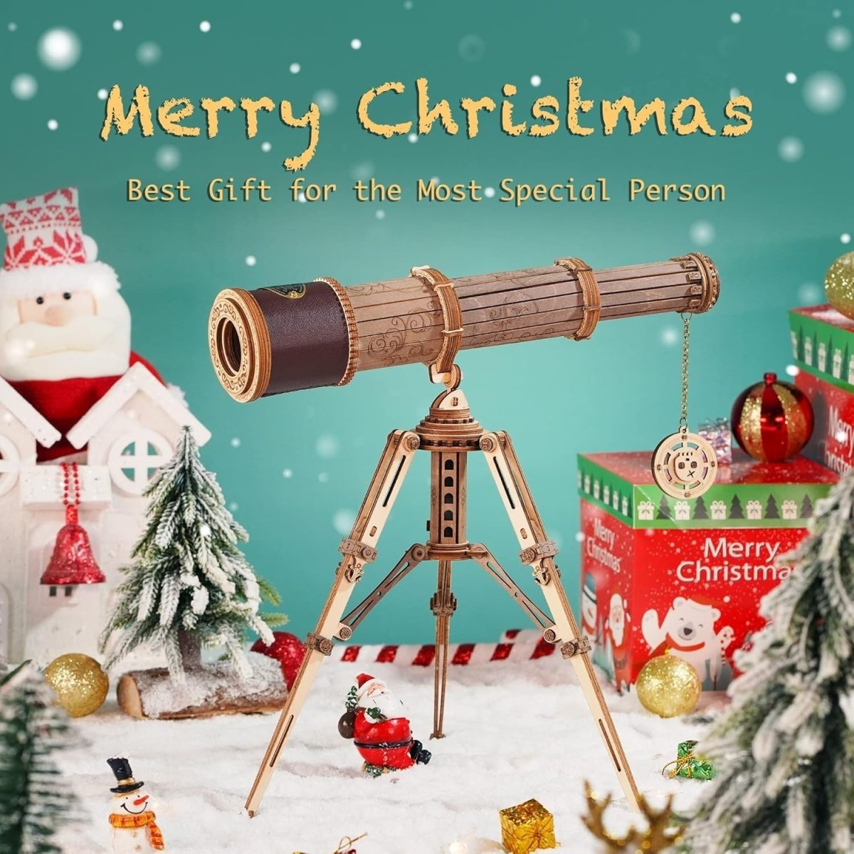 3D Wooden Telescope Puzzle DIY Model Kit Monocular Tripod STEM Gift - Kwikley