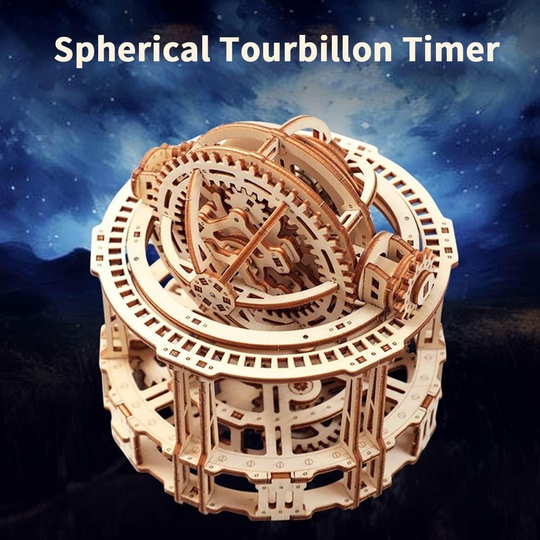 3D Wooden Tourbillon Timer Puzzle 218PCS Mechanical DIY Model Kit - Kwikley