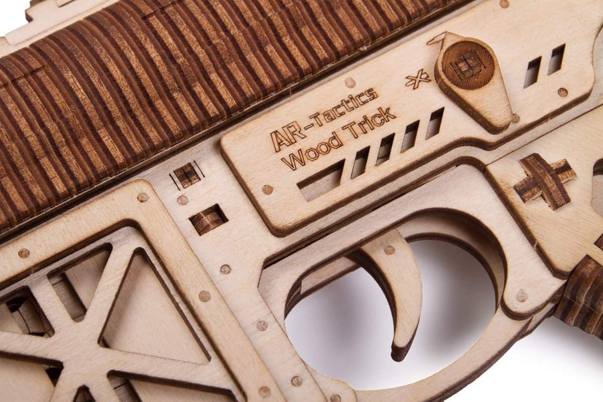 3D Wooden Toy Rifle Puzzle Kit 496PCS Mechanical DIY Model Build Set - Kwikley