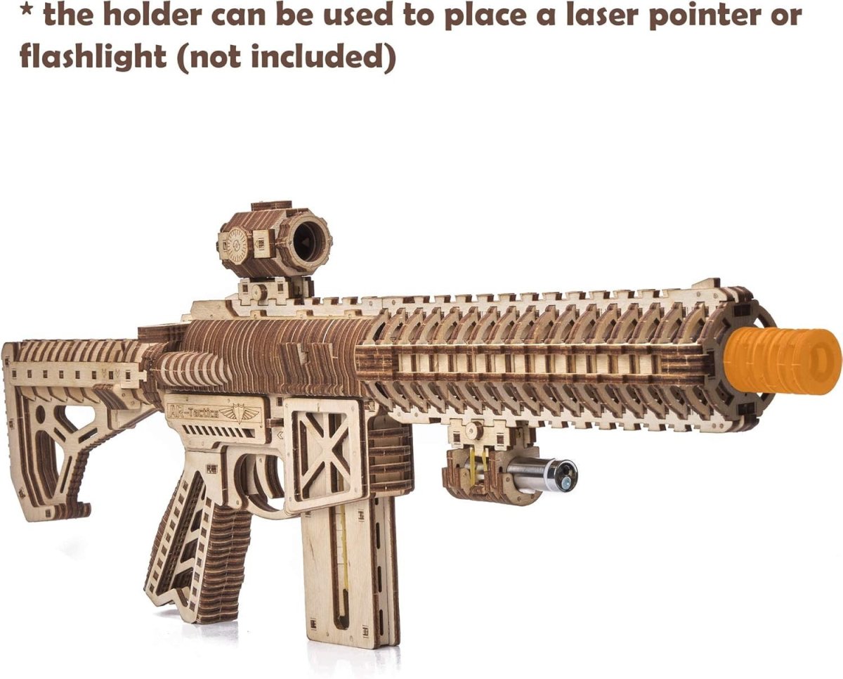 3D Wooden Toy Rifle Puzzle Kit 496PCS Mechanical DIY Model Build Set - Kwikley