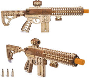 3D Wooden Toy Rifle Puzzle Kit 496PCS Mechanical DIY Model Build Set - Kwikley