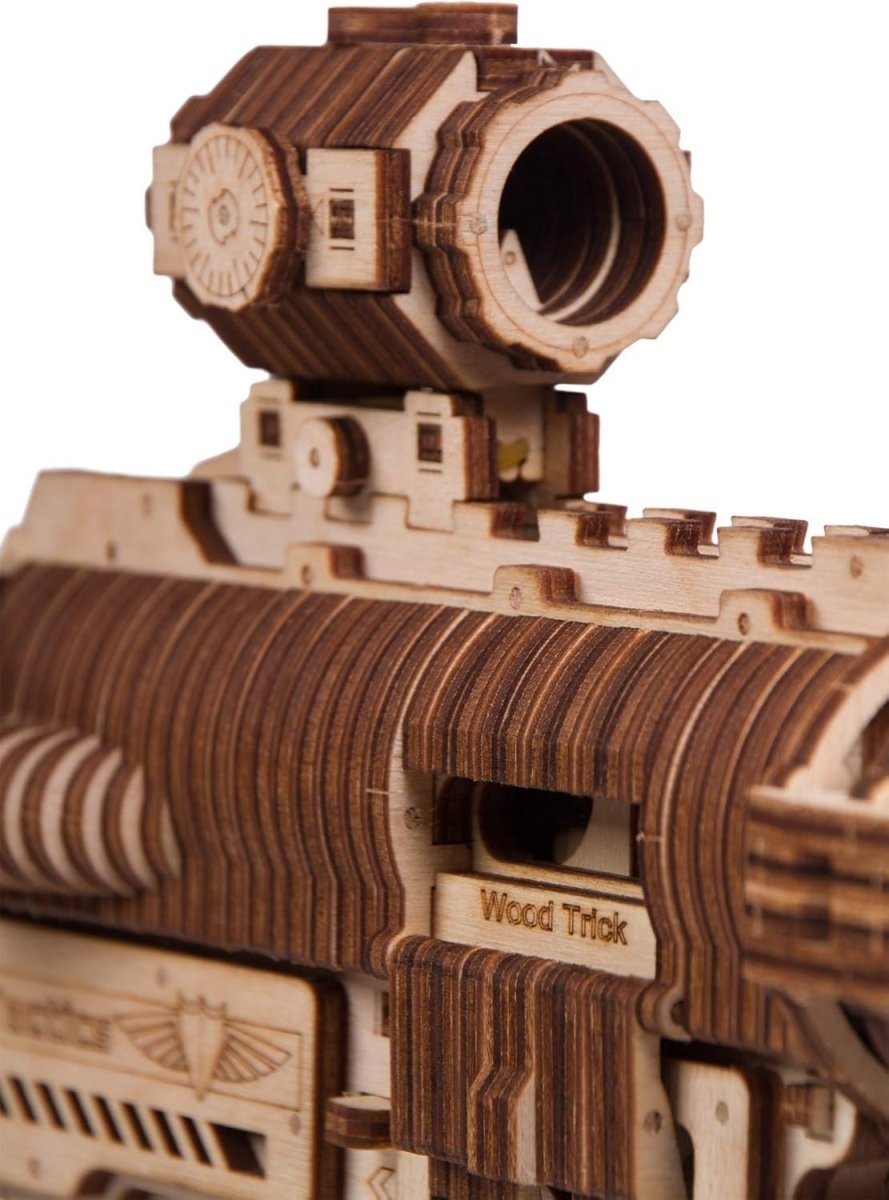 3D Wooden Toy Rifle Puzzle Kit 496PCS Mechanical DIY Model Build Set - Kwikley