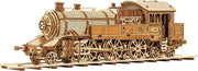 3D Wooden Train Puzzle Locomotive Model Kit with Railway DIY Adult Build - Kwikley