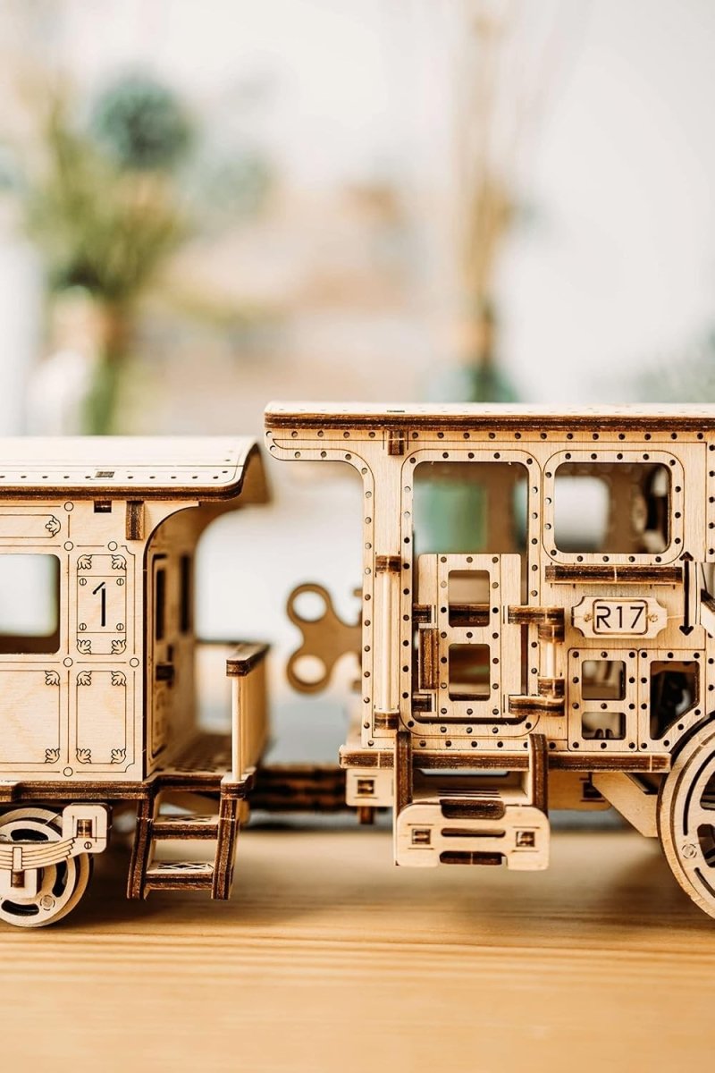 3D Wooden Train Set with Railway DIY Locomotive Puzzle Model Kit Adult - Kwikley