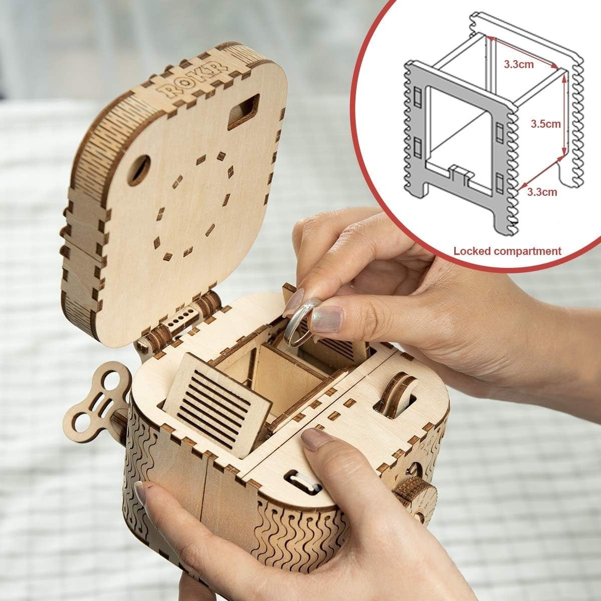 3D Wooden Treasure Box Puzzle Secret Password Lock DIY Model Kit - Kwikley