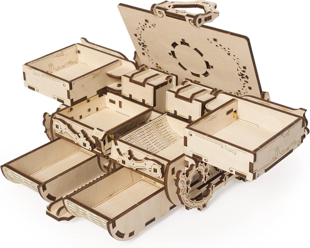 3D Wooden Treasure Chest Puzzle Box Secret Storage Lock Kit 185PCS DIY - Kwikley