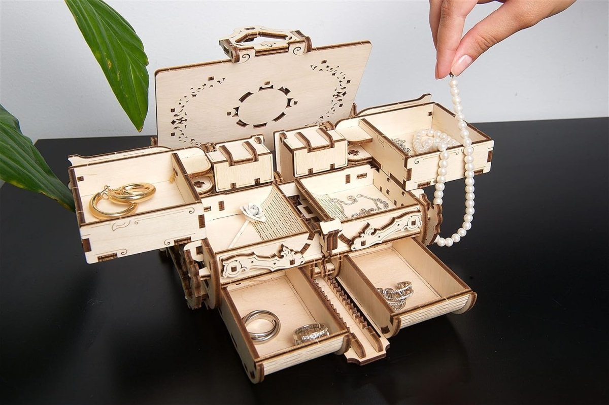 3D Wooden Treasure Chest Puzzle Box Secret Storage Lock Kit 185PCS DIY - Kwikley