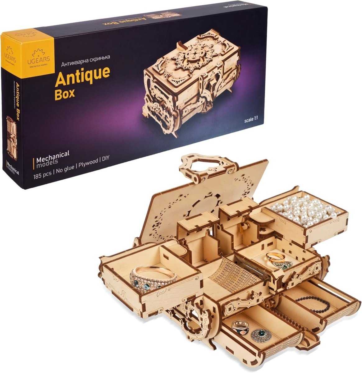 3D Wooden Treasure Chest Puzzle Box Secret Storage Lock Kit 185PCS DIY - Kwikley