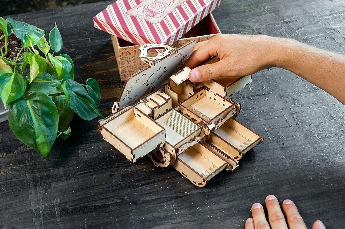 3D Wooden Treasure Chest Puzzle Box Secret Storage Lock Kit 185PCS DIY - Kwikley