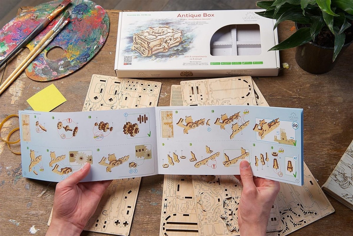 3D Wooden Treasure Chest Puzzle Box Secret Storage Lock Kit 185PCS DIY - Kwikley
