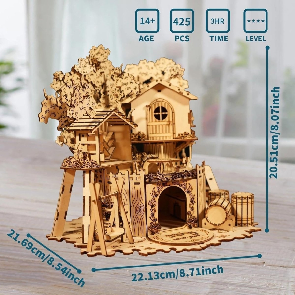 3D Wooden Treehouse Puzzle DIY Miniature House Model Desk Decor Gift - Kwikley