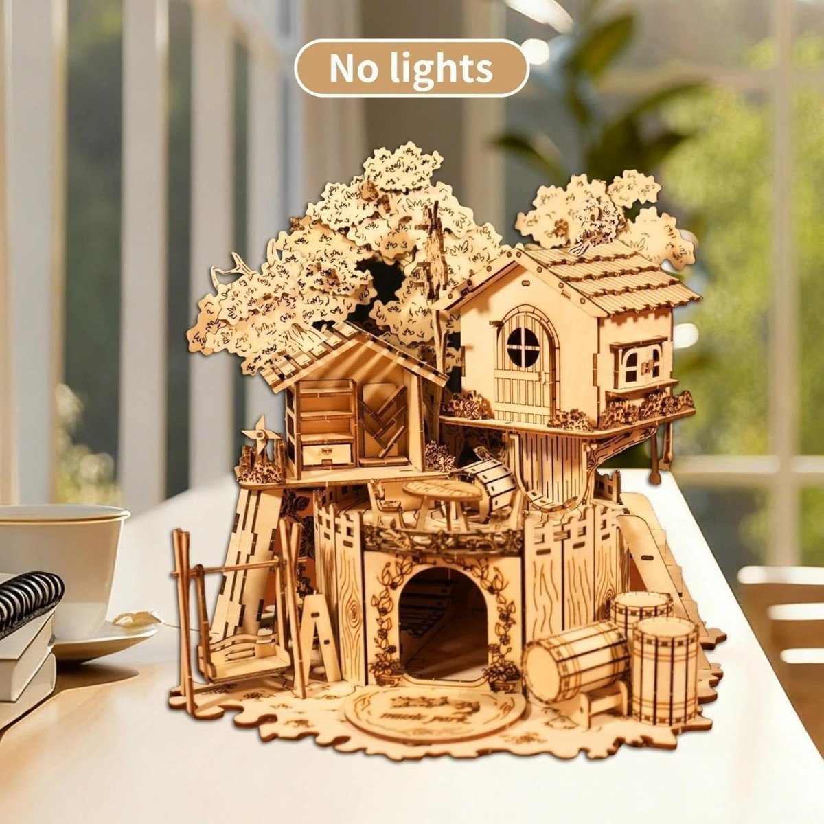 3D Wooden Treehouse Puzzle DIY Miniature House Model Desk Decor Gift - Kwikley