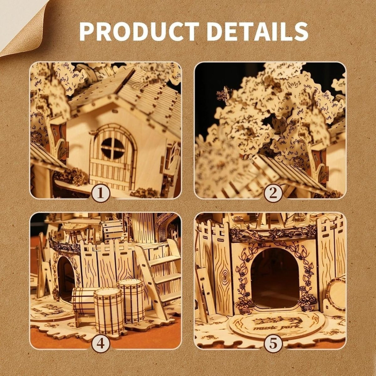 3D Wooden Treehouse Puzzle DIY Miniature House Model Desk Decor Gift - Kwikley