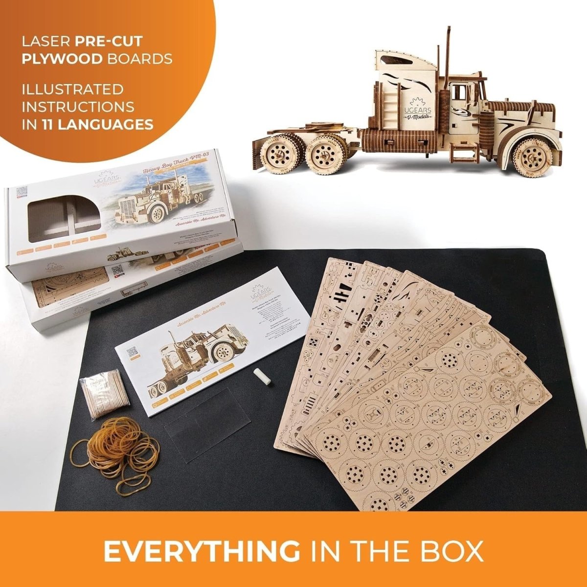 3D Wooden Truck Puzzle Mechanical Model Kit Working Engine DIY Build - Kwikley