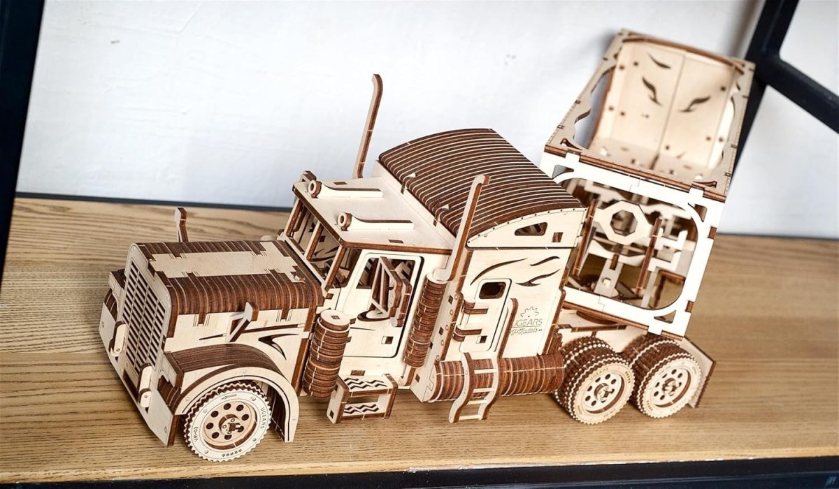 3D Wooden Truck Puzzle Mechanical Model Kit Working Engine DIY Build - Kwikley