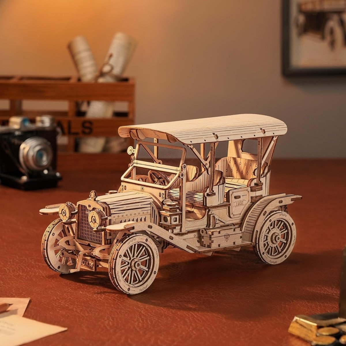 3D Wooden Vintage Car Puzzle DIY Mechanical Model Kit Adult Gift 296PCS - Kwikley