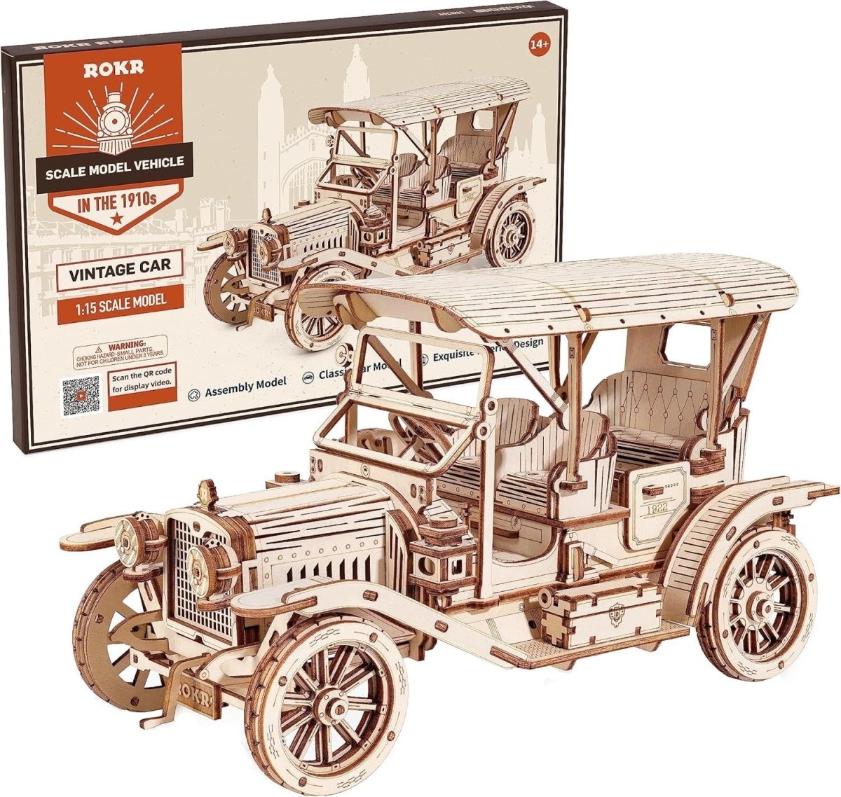 3D Wooden Vintage Car Puzzle DIY Mechanical Model Kit Adult Gift 296PCS - Kwikley