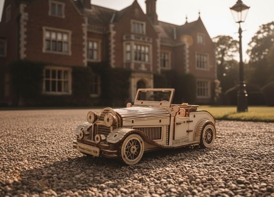 3D Wooden Vintage Car Puzzle DIY Model Kit Opening Doors 150PCS Adult - Kwikley