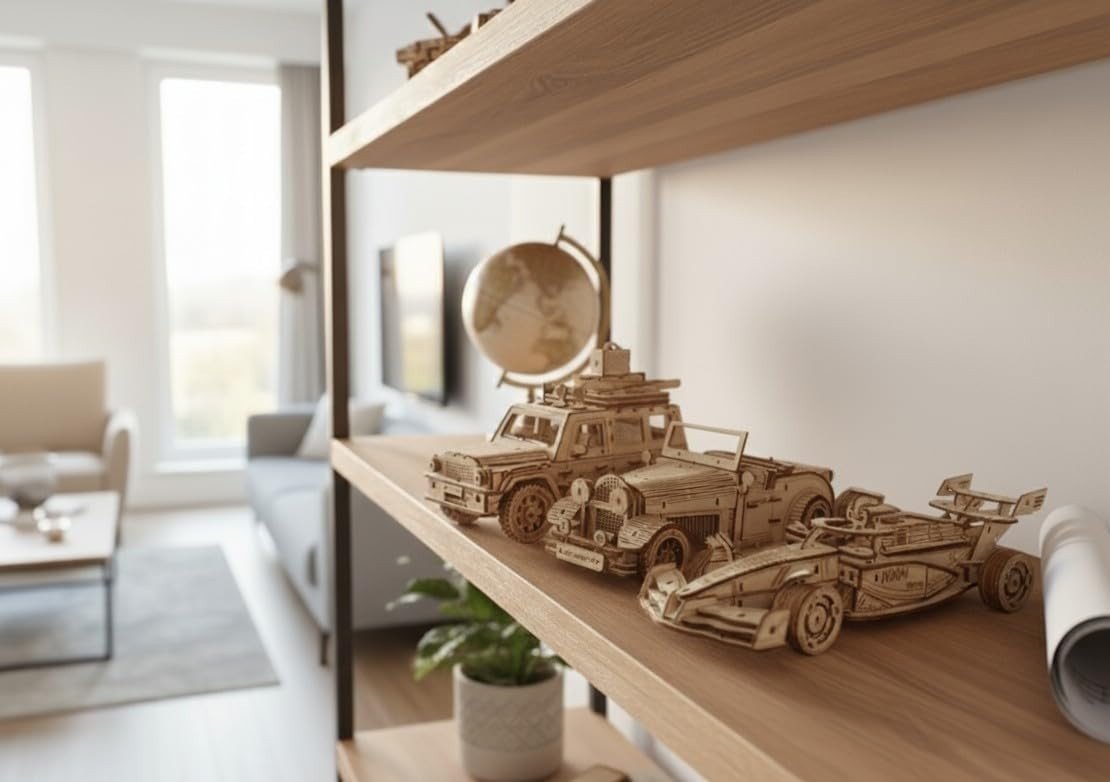 3D Wooden Vintage Car Puzzle DIY Model Kit Opening Doors 150PCS Adult - Kwikley