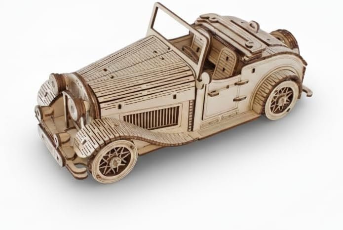 3D Wooden Vintage Car Puzzle DIY Model Kit Opening Doors 150PCS Adult - Kwikley