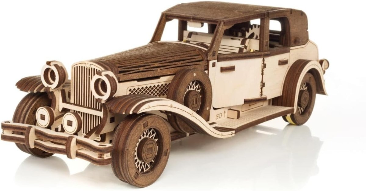 3D Wooden Vintage Car Puzzle Mechanical DIY Model Kit 278PCS Classic Auto - Kwikley