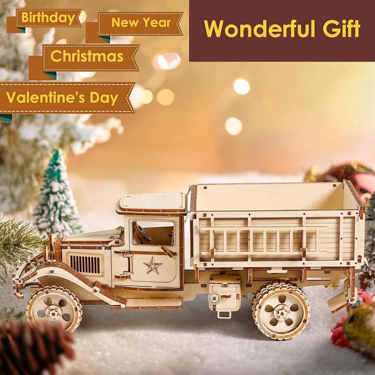 3D Wooden Vintage Truck Puzzle DIY Mechanical Model Kit 264PCS Adult - Kwikley