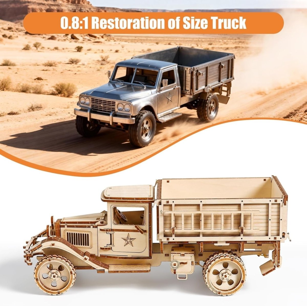 3D Wooden Vintage Truck Puzzle DIY Mechanical Model Kit 264PCS Adult - Kwikley