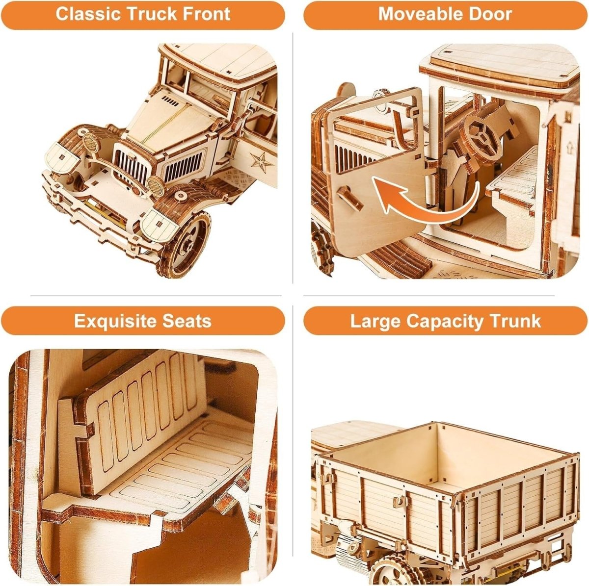 3D Wooden Vintage Truck Puzzle DIY Mechanical Model Kit 264PCS Adult - Kwikley