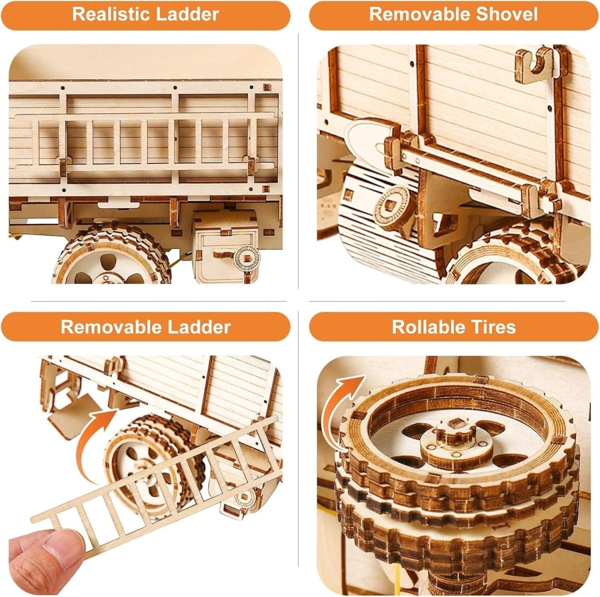 3D Wooden Vintage Truck Puzzle DIY Mechanical Model Kit 264PCS Adult - Kwikley