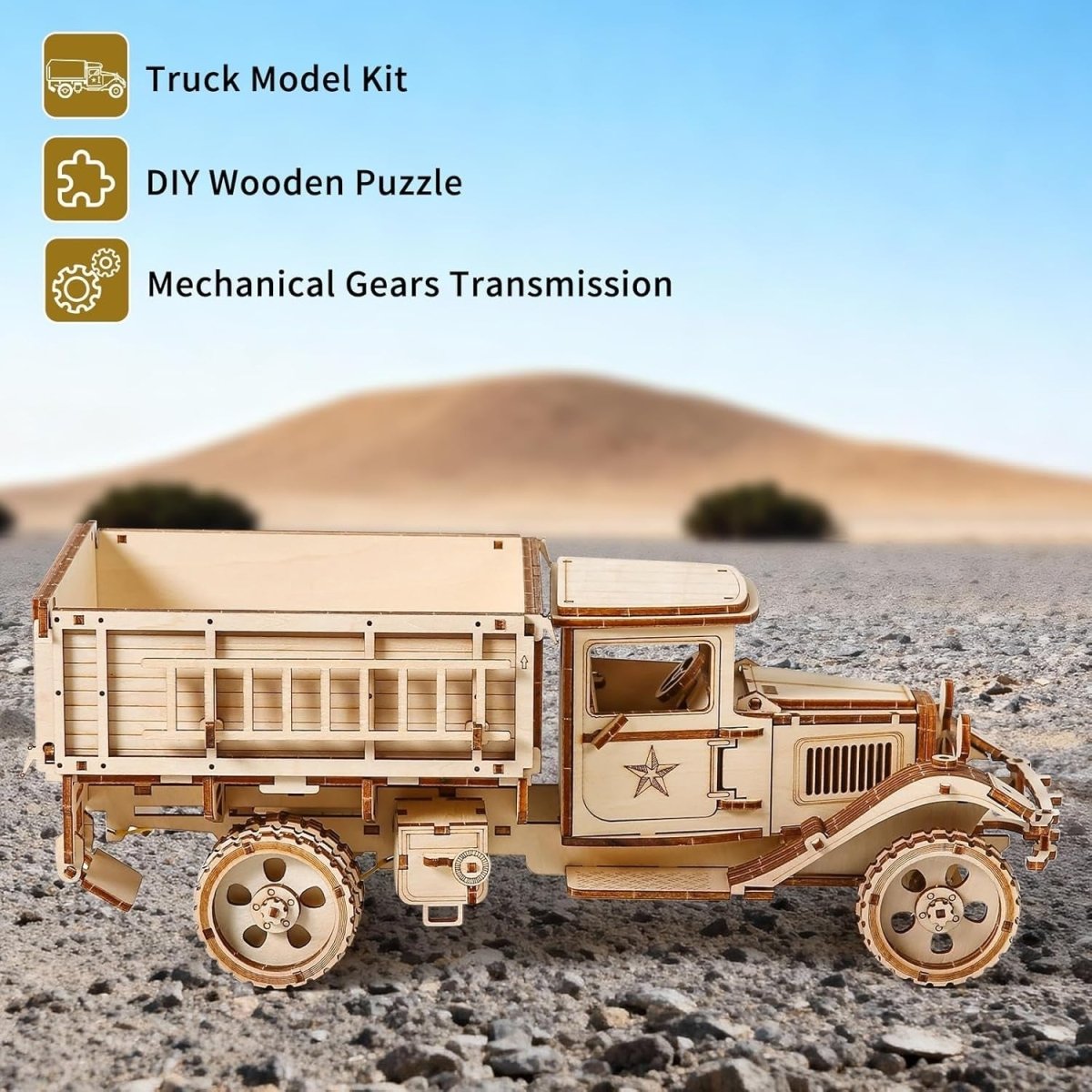 3D Wooden Vintage Truck Puzzle DIY Mechanical Model Kit 264PCS Adult - Kwikley