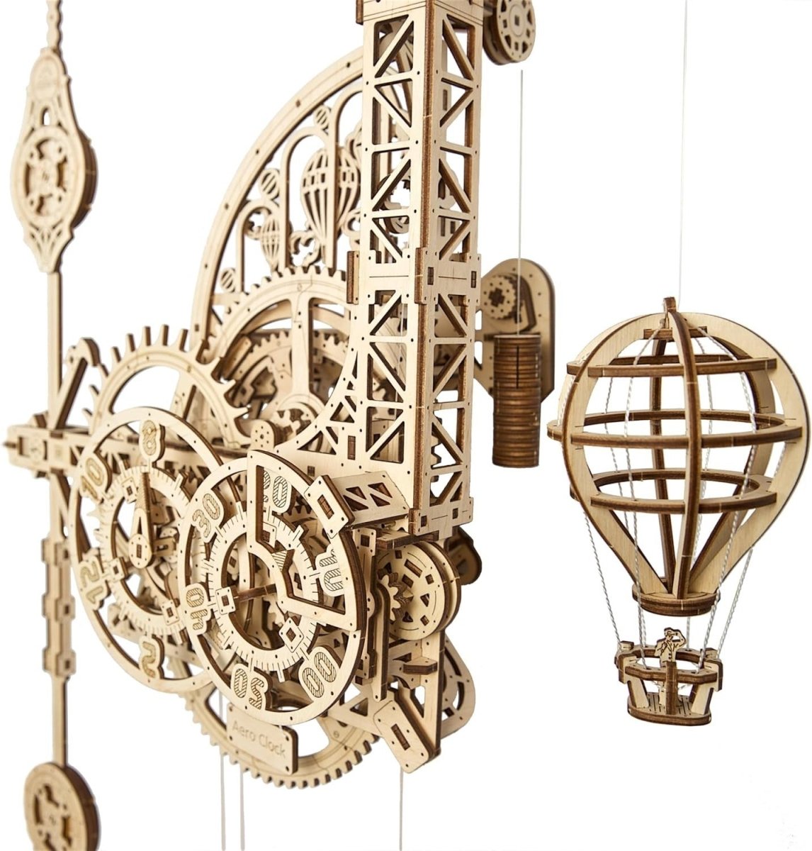 3D Wooden Wall Clock Puzzle DIY Mechanical Gravity Powered Model Kit - Kwikley