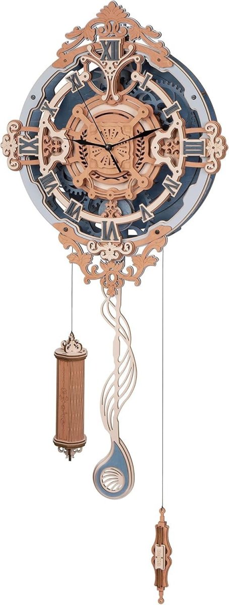 3D Wooden Wall Clock Puzzle DIY Mechanical Pendulum Model Kit Decor - Kwikley
