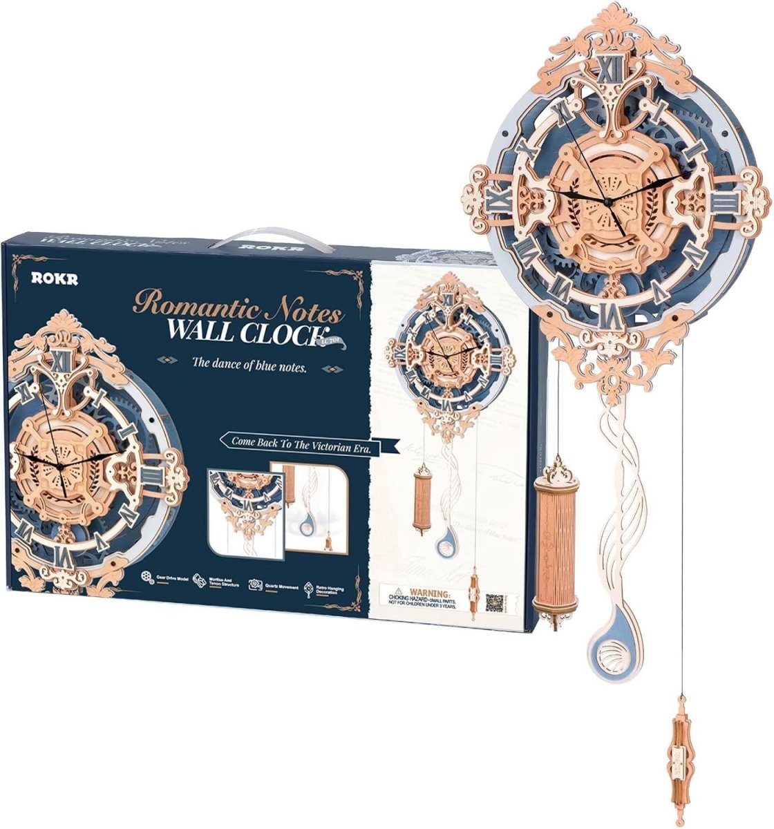 3D Wooden Wall Clock Puzzle DIY Mechanical Pendulum Model Kit Decor - Kwikley