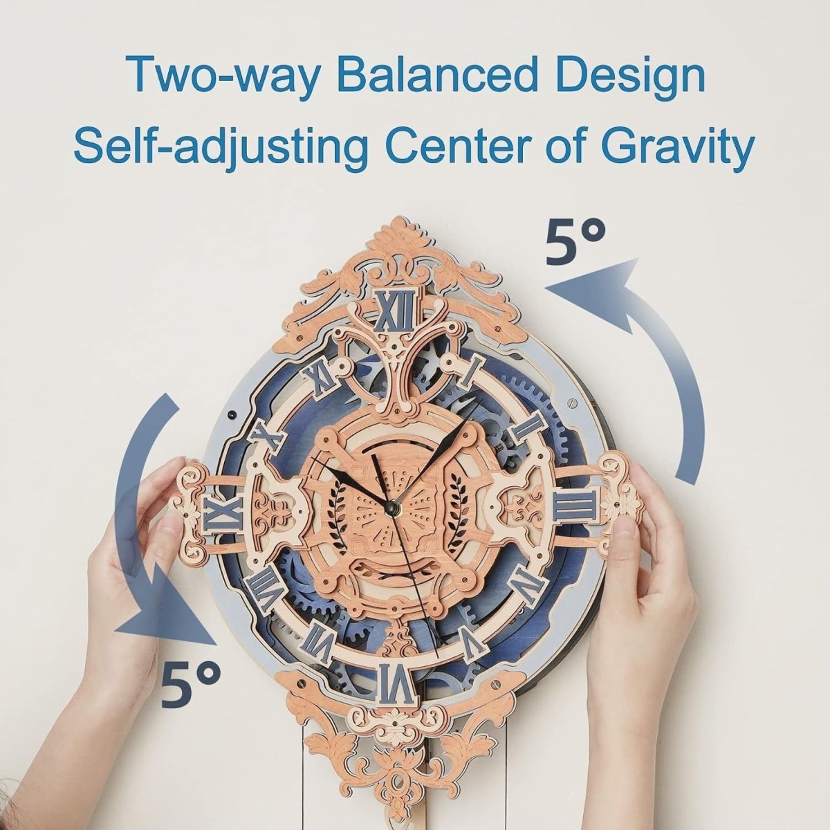 3D Wooden Wall Clock Puzzle DIY Mechanical Pendulum Model Kit Decor - Kwikley