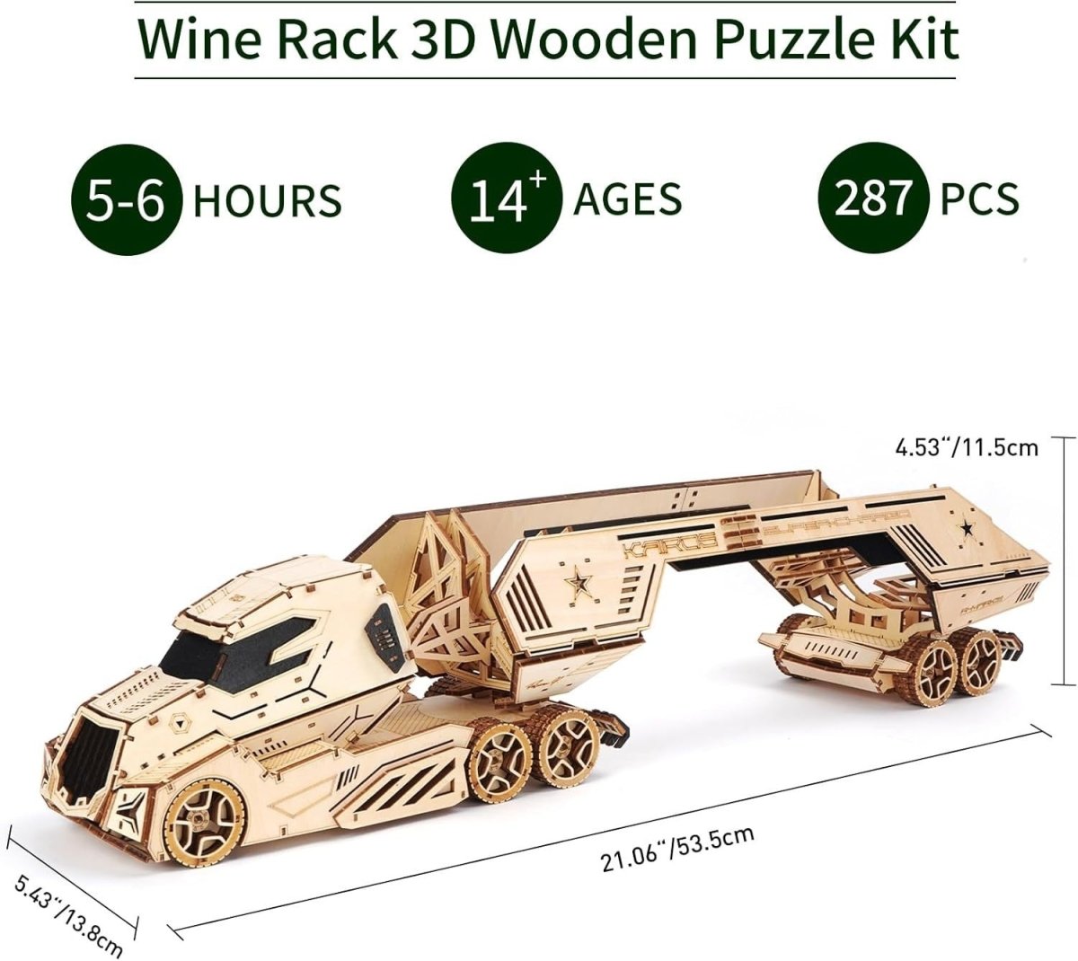 3D Wooden Wine Rack Truck Puzzle DIY Vehicle Model Holder 287PCS Decor - Kwikley