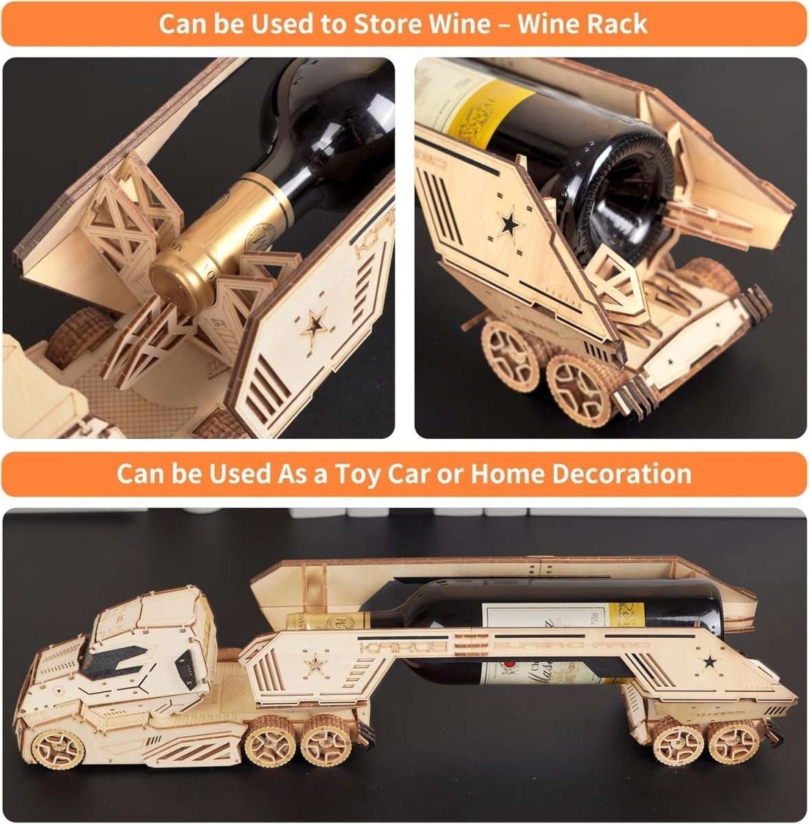 3D Wooden Wine Rack Truck Puzzle DIY Vehicle Model Holder 287PCS Decor - Kwikley