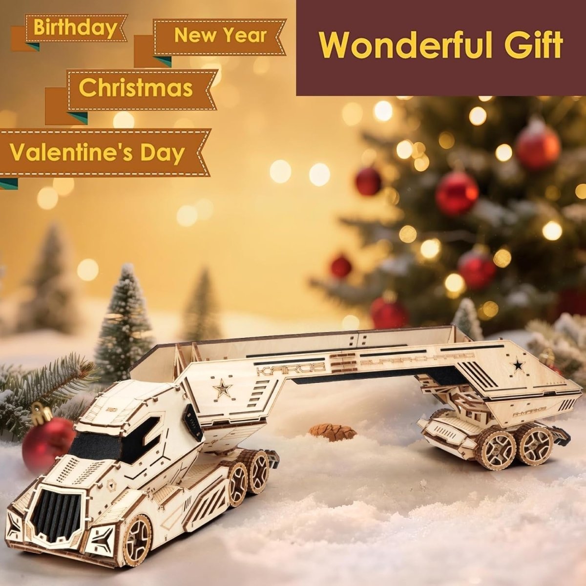 3D Wooden Wine Rack Truck Puzzle DIY Vehicle Model Holder 287PCS Decor - Kwikley