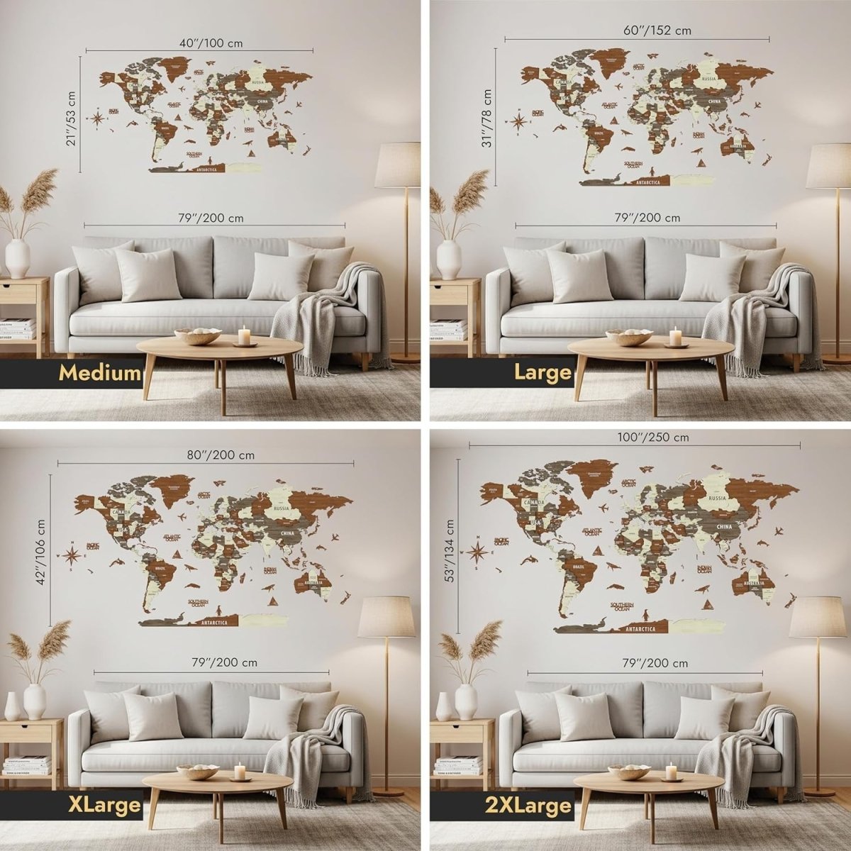 3D Wooden World Map Wall Art Multilayer Travel Decor - Kwikley