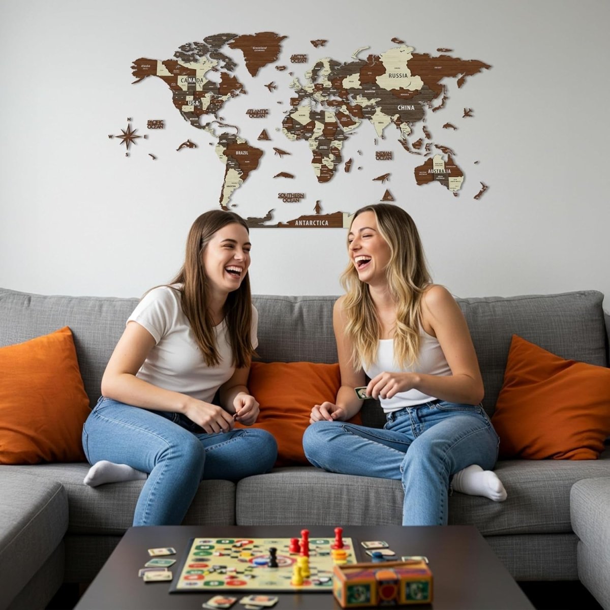 3D Wooden World Map Wall Art Multilayer Travel Decor - Kwikley