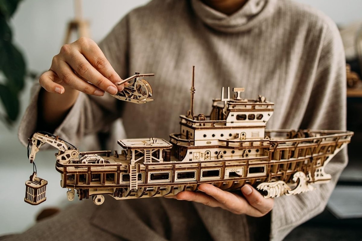 3D Wooden Yacht Puzzle Mechanical Boat Model Kit Moving DIY 565 Pieces - Kwikley
