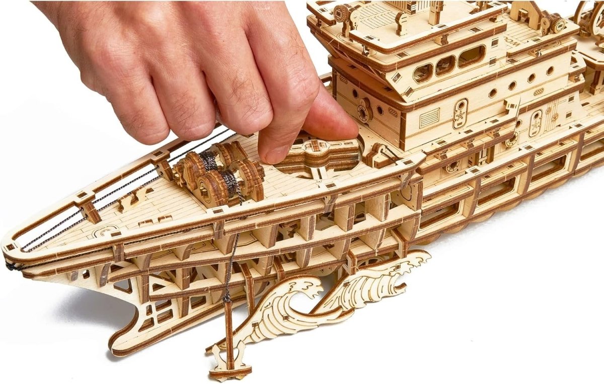 3D Wooden Yacht Puzzle Mechanical Boat Model Kit Moving DIY 565 Pieces - Kwikley