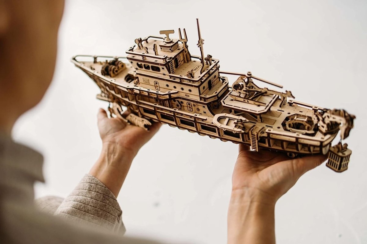 3D Wooden Yacht Puzzle Mechanical Boat Model Kit Moving DIY 565 Pieces - Kwikley