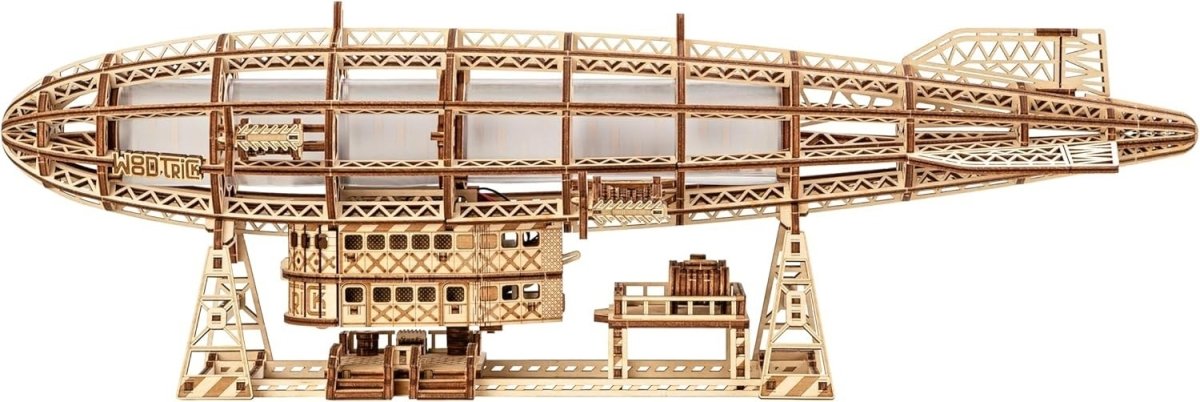 3D Wooden Zeppelin Puzzle LED Airship Model Kit DIY Lamp 487PCS Adult - Kwikley