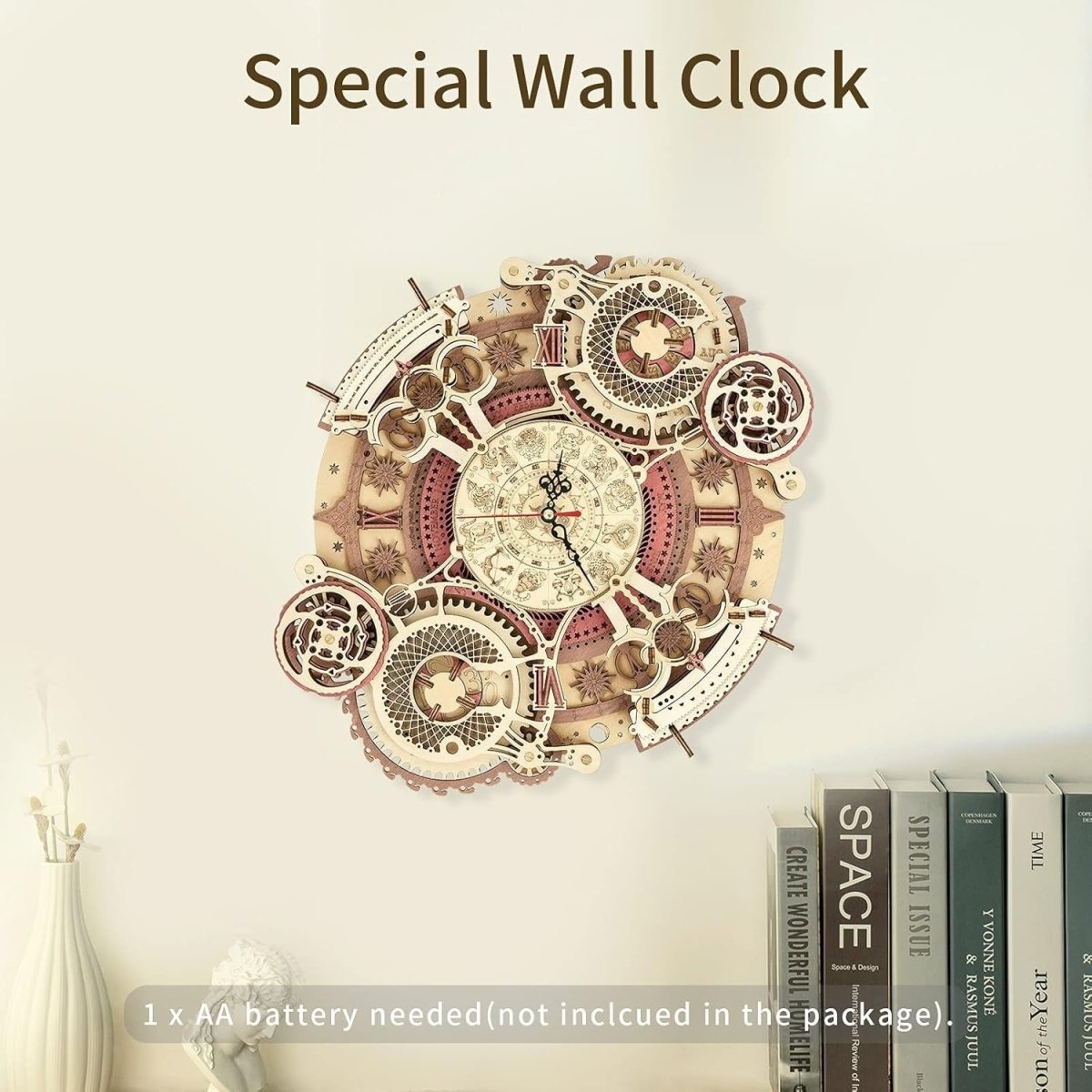 3D Wooden Zodiac Wall Clock Puzzle DIY Working Clock Model Kit Gift - Kwikley