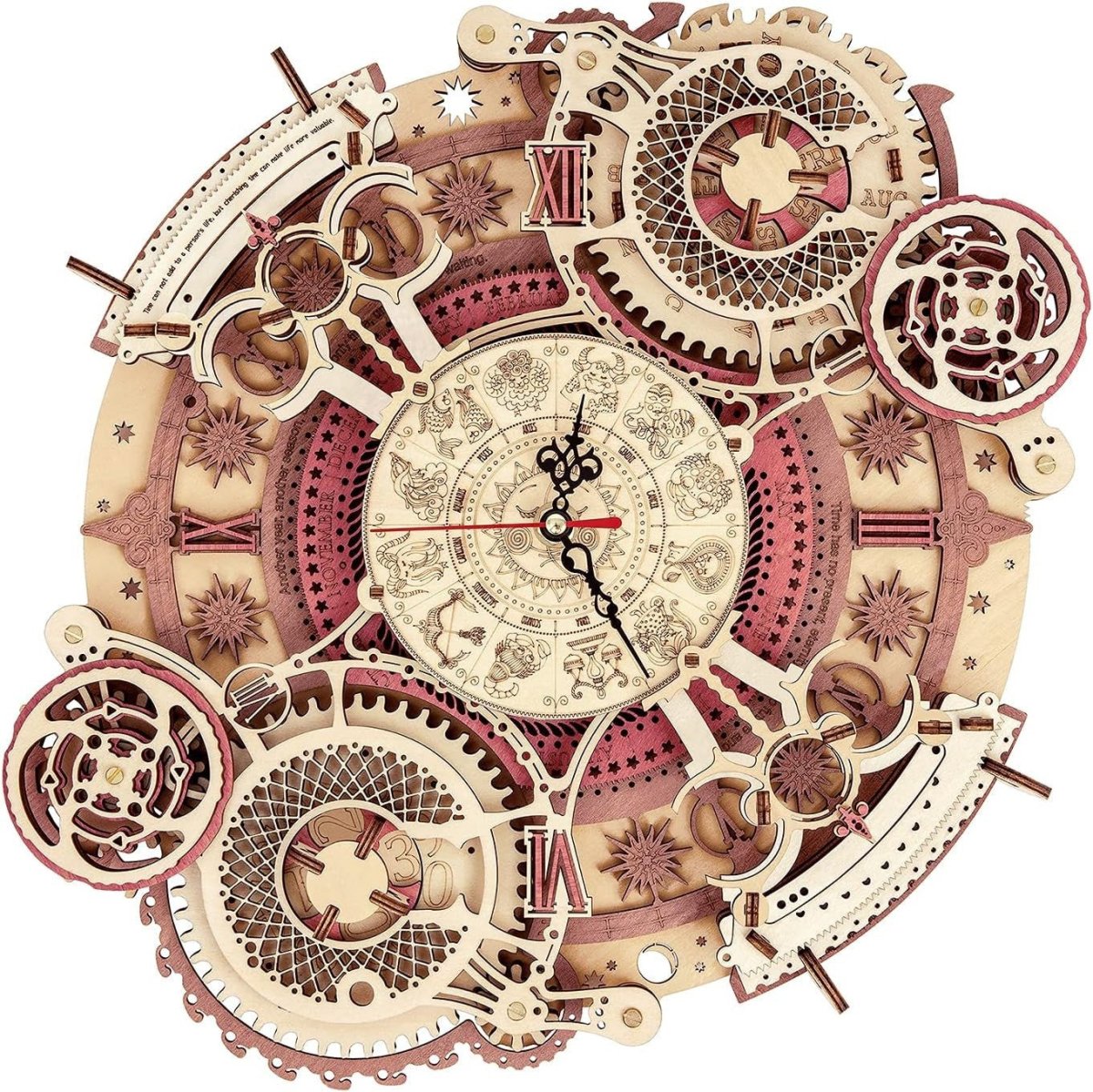 3D Wooden Zodiac Wall Clock Puzzle DIY Working Clock Model Kit Gift - Kwikley