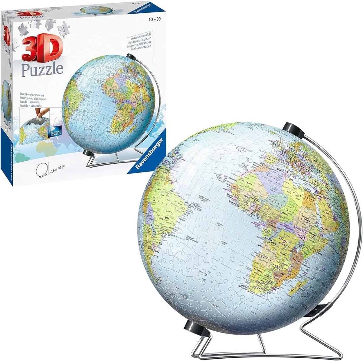 3D World Globe Puzzle 540 Piece Educational Jigsaw Kids Adults Gift - Kwikley