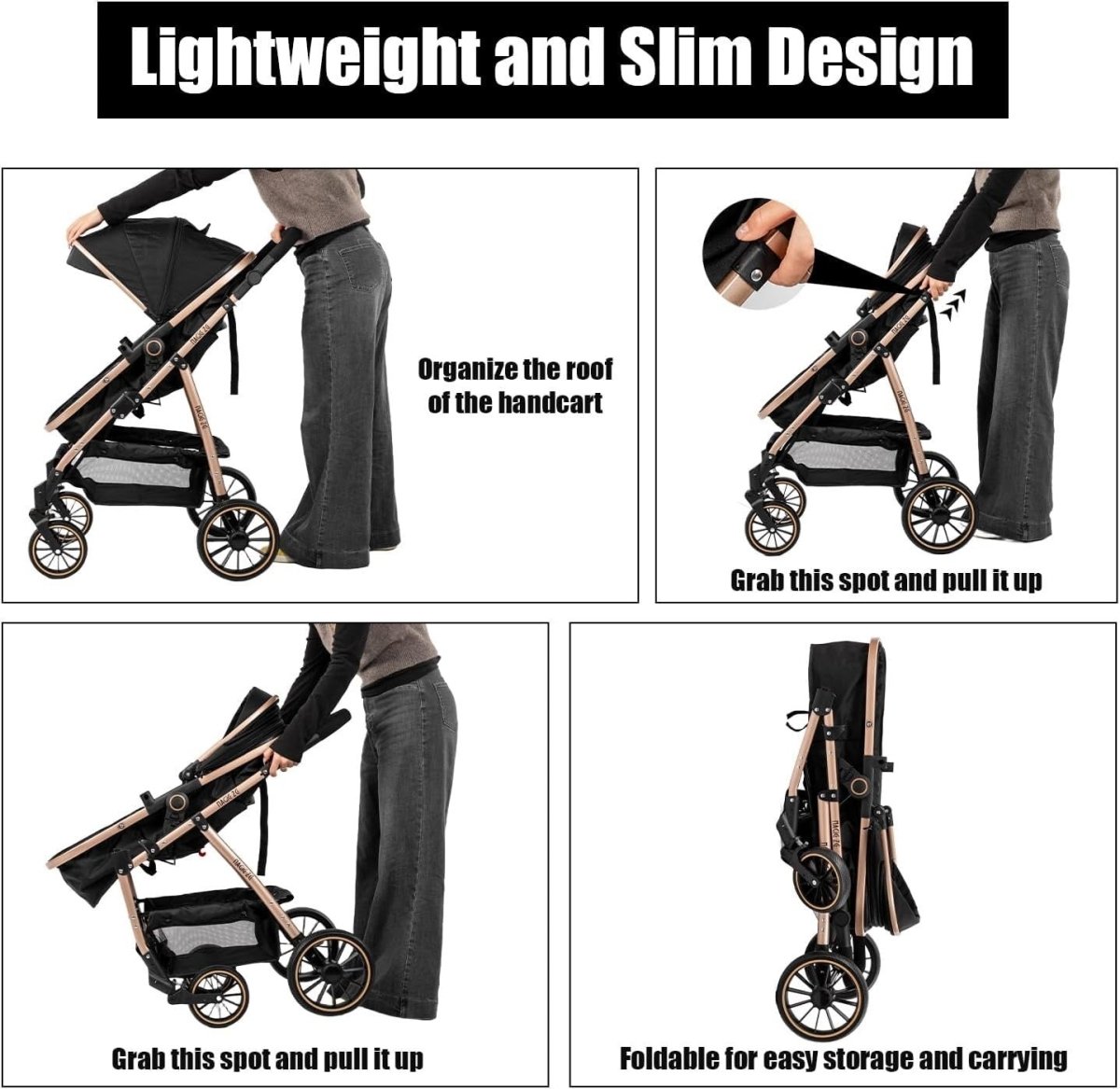 3in1 Baby Stroller Travel System High Landscape Pushchair Reversible Seat Khaki - Kwikley