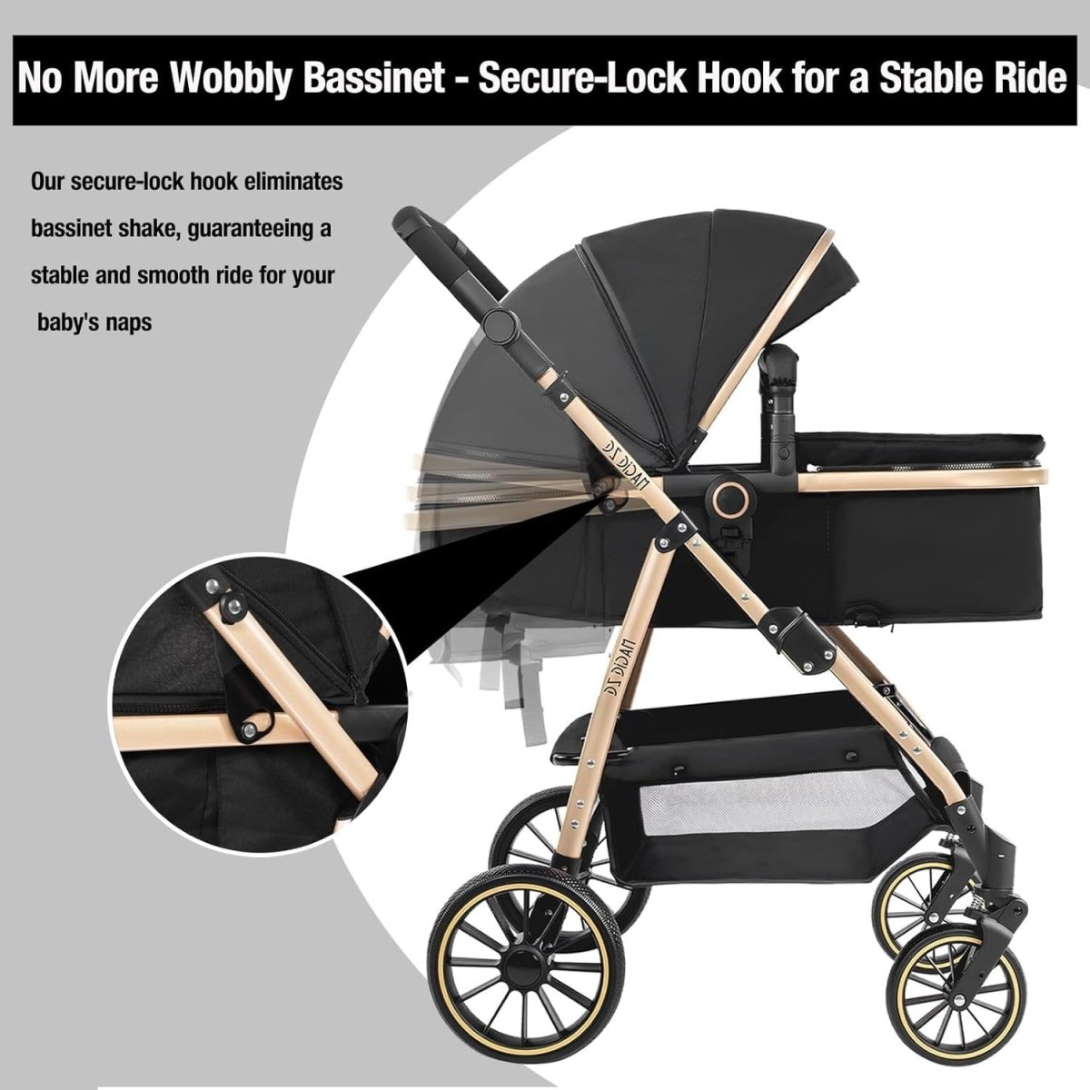 3in1 Baby Stroller Travel System High Landscape Pushchair Reversible Seat Khaki - Kwikley