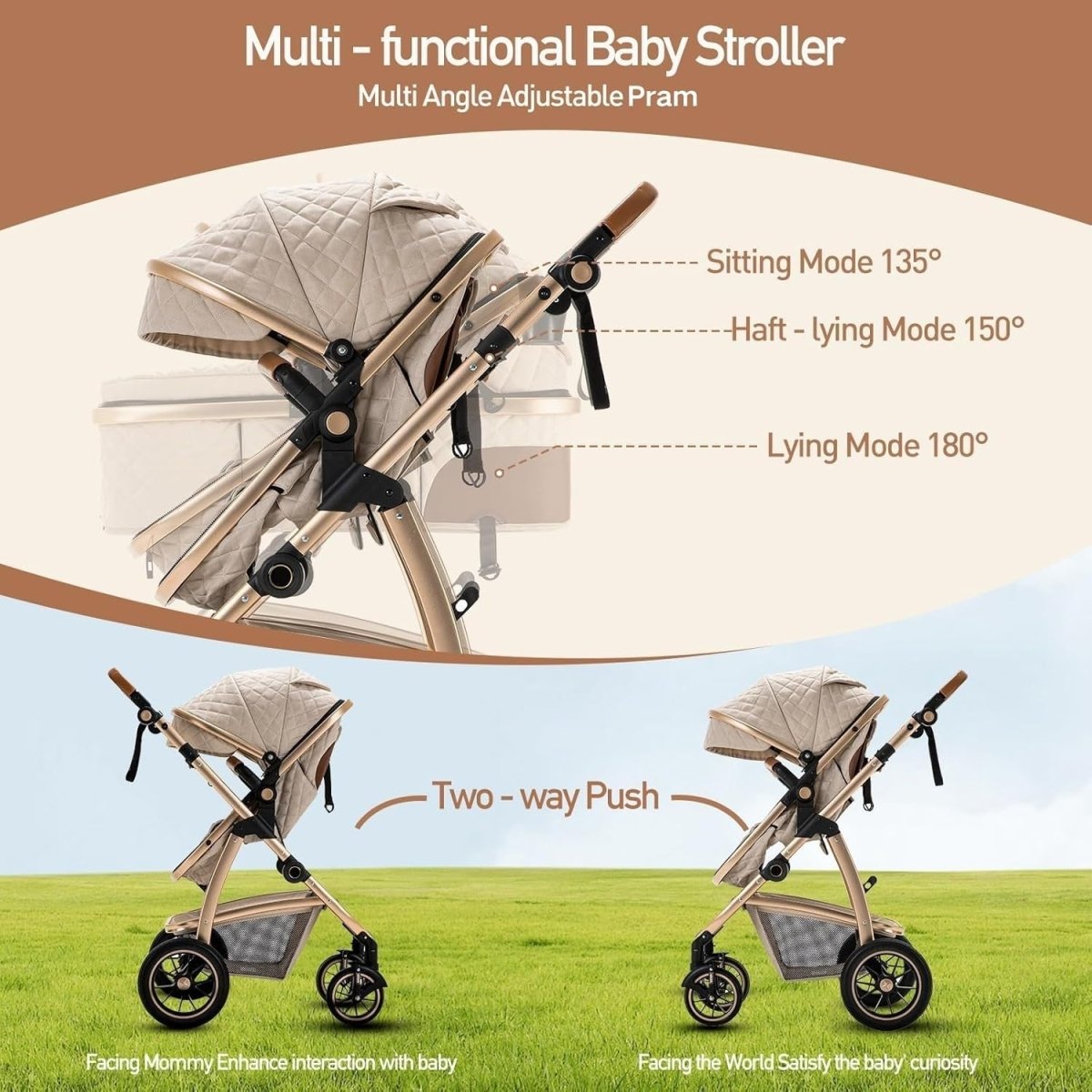 3in1 Baby Stroller Travel System Pram Pushchair Car Seat Compact - Kwikley