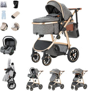 3in1 Baby Stroller Travel System Pram Pushchair Car Seat Compact - Kwikley